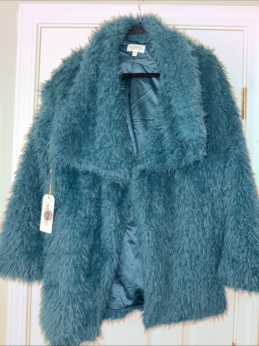 Shyanne Teal Plush Faux Fur Teddy Jacket